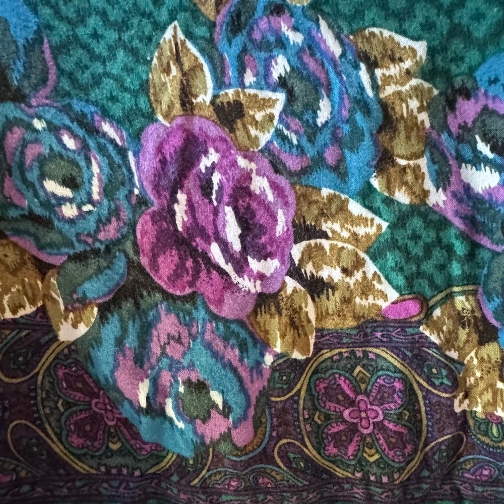 80’s vintage floral green skirt - Picture 2 of 6